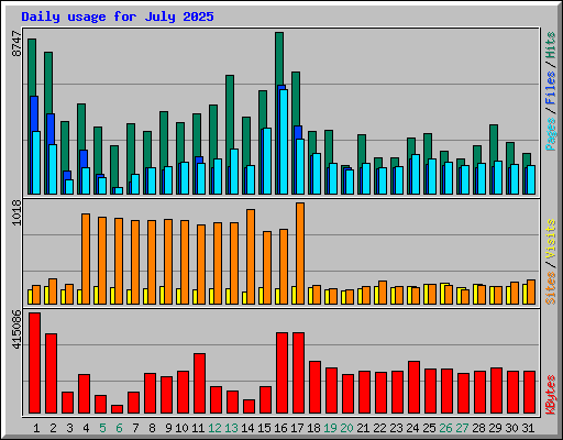 Daily usage for July 2025