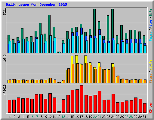 Daily usage for December 2025